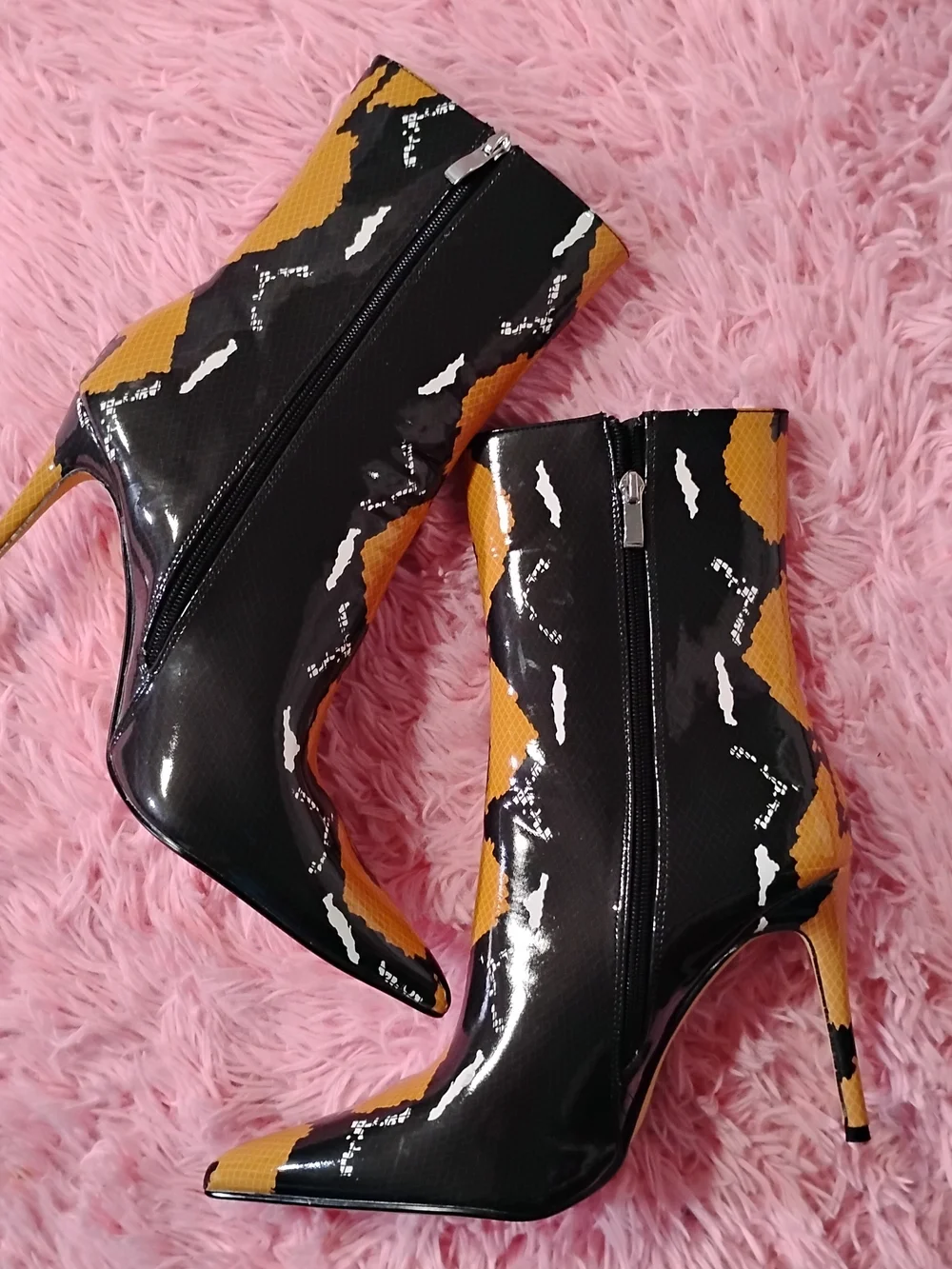 Ego Patent Snake Print Stiletto Ankle Boots Women's Size 8 – New